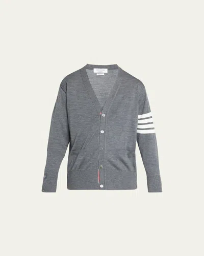 Thom Browne Men's 4-bar Wool Cardigan Sweater In Md Gre
