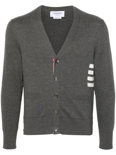 Thom Browne Men 4bar Cotton Cardigan In Grey