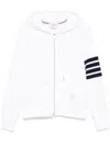 Thom Browne Slim-fit Striped Loopback Cotton-jersey Zip-up Hoodie In White