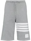 Thom Browne Men Classic Sweat Shorts With Engineered 4 Bar Stripes In Classic Loop Back In Light Grey