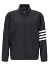 Thom Browne Jacket High Collar Elastic Cuffs Stripe Sleeves In Black