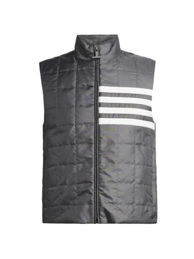 Thom Browne Men's 4-bar Shiny Ripstop Liner Vest In Gray
