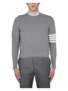 Thom Browne Placed Baby Cable 4-bar Cotton Sweater In Grey