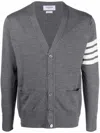 Thom Browne 4-bar Wool Fine Knit Cardigan In Grey