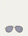 Thom Browne Men's Acetate And Titanium Aviator Sunglasses In Yellow Gold