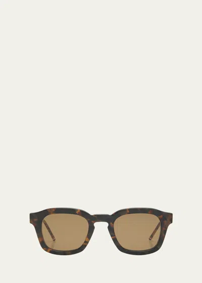 Thom Browne Men's Acetate Rectangle Sunglasses In Dark Brown