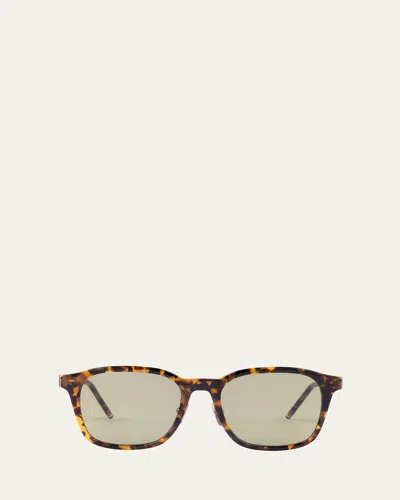 Thom Browne Men's Acetate Rectangle Sunglasses In Dark Brown