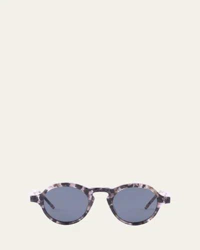 Thom Browne Men's Acetate Round Sunglasses In Dark Grey