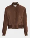 Thom Browne Suede Bomber Jacket In Multi