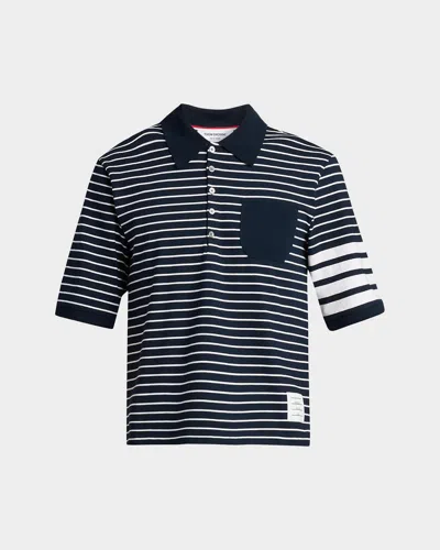 Thom Browne Men & Apos;s Engineered 4-bar High-twist Jersey Polo Shirt In Multi