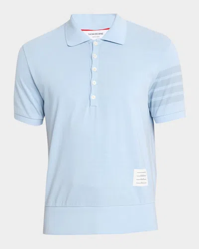 Thom Browne Garment Dyed Short Sleeve Rib Tee In Blue