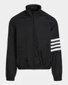 Thom Browne Jacket High Collar Elastic Cuffs Stripe Sleeves In Black