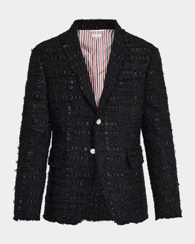Thom Browne Men & Apos;s Unconstructed Frayed Tweed Sport Coat In Black
