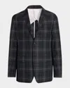 Thom Browne Plaid-pattern Single-breasted Blazer In Black
