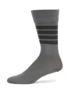 Shop Thom Browne Men's Bar Striped Crew Socks In Medium Grey