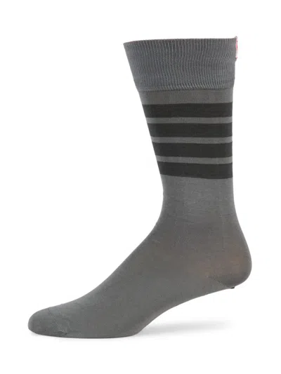 Thom Browne Striped Cotton-blend Socks In Gray