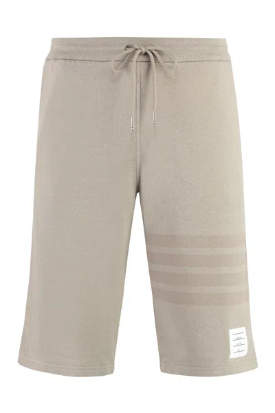 Thom Browne Men's Beige Cotton Shorts With Striped And Tricolor Details In Size 46it