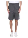 Thom Browne Shorts With 4-bar Motif In Grey