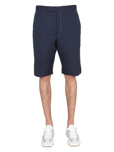 Thom Browne Poplin Shorts In Blue