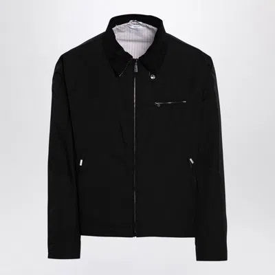 Thom Browne Men's Black Jacket With Tricolour Detail