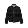 Thom Browne Cropped Relaxed Field Jacket Top Applied Pockets In Black