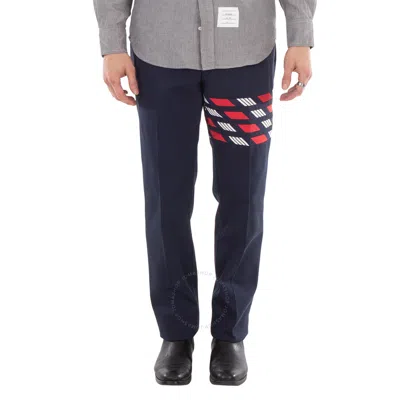 Thom Browne Men's Blue Cotton 4-bar Chino Trouser