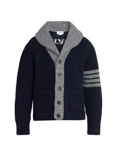 Thom Browne Men's Browne 65 Intarsia-knit Irish Wool Cardigan In Navy