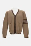 Thom Browne Brown Milano Stitch 4-bar V-neck Cardigan In Brown