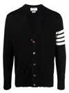 Thom Browne Classic V-neck Cardigan In Fine Merino Wool With 4bar Stripes Clothing In Black