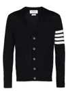Thom Browne Classic V-neck Cardigan In Fine Merino Wool With 4bar Stripes Clothing In Blue