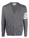 Thom Browne 4-bar Stripe Wool Cardigan In Grey