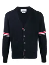 Thom Browne Rib Stitch Wool Cardigan In Blue