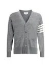 Thom Browne Man Cardigan Grey Size 4 Virgin Wool In Gray