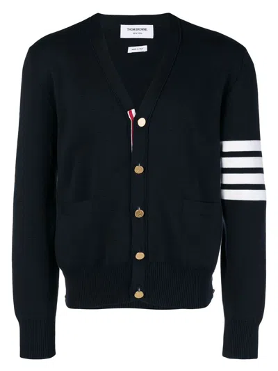 Thom Browne Men's Cardigan Scollo A V In Blue