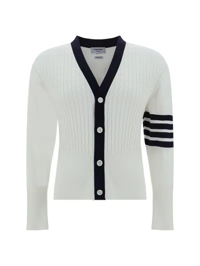 Thom Browne White Placed Baby Cable Rib Stitch V Neck Card