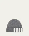 Thom Browne Grosgrain Loop Tab Cashmere Beanie In Gray