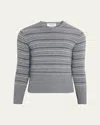 Thom Browne Fair Isle Float Jacquard Cashmere Sweater In Gray