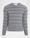 Thom Browne Fair Isle Float Jacquard Cashmere Sweater In Gray