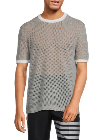Thom Browne Men's Cashmere Mesh T Shirt In Light Beige