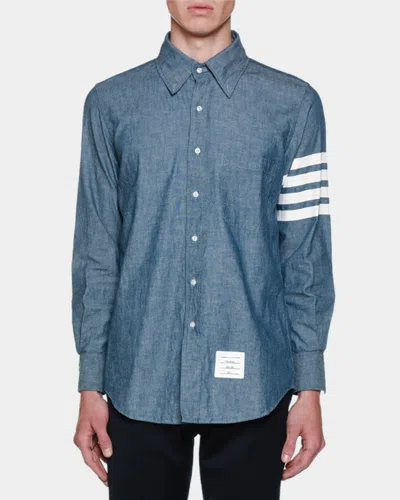 THOM BROWNE MEN'S CHAMBRAY LONG-SLEEVE SHIRT