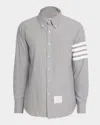 Thom Browne Men's Chambray Long-sleeve Shirt In Gray