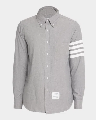Thom Browne Men's Chambray Long-sleeve Shirt In Gray