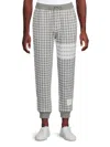Thom Browne Checked Jacquard Track Pants In Light Grey