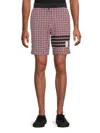 Thom Browne Check 4 Bar Sweat Cotton Shorts In Red White Blue
