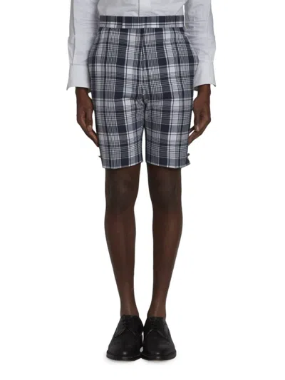 Thom Browne Men's Classic Backstrap Plaid Shorts In Navy