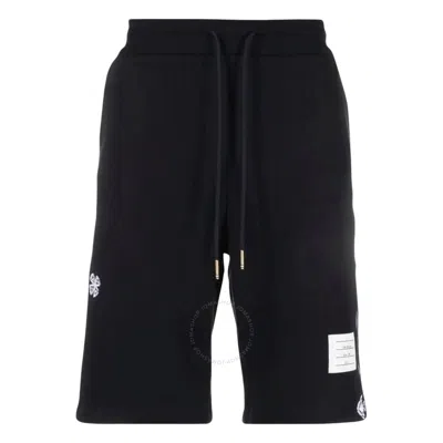 Thom Browne Embroidered Cotton Track Shorts In Blue