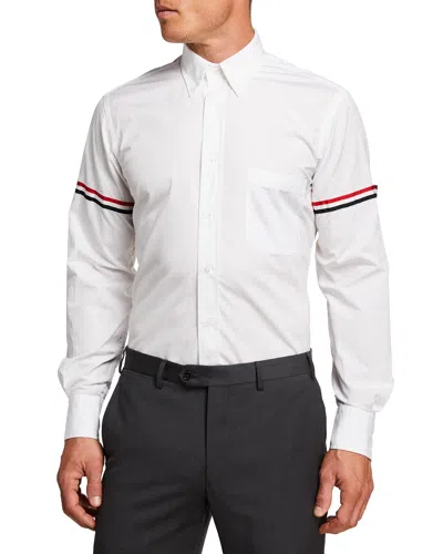 THOM BROWNE MEN'S CLASSIC OXFORD SPORT SHIRT W/ ARM BANDS,PROD238420317