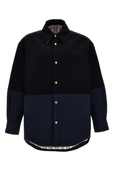 Thom Browne Two-tone Cotton-gabardine Jacket In Blue