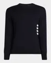Thom Browne Men's Cotton 4-bar Side Stripe Crewneck Sweater
