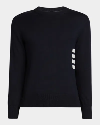 Thom Browne Men's Cotton 4-bar Side Stripe Crewneck Sweater